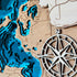 Detailed layered wood artwork of Big Cormorant Lake with blue depth contours